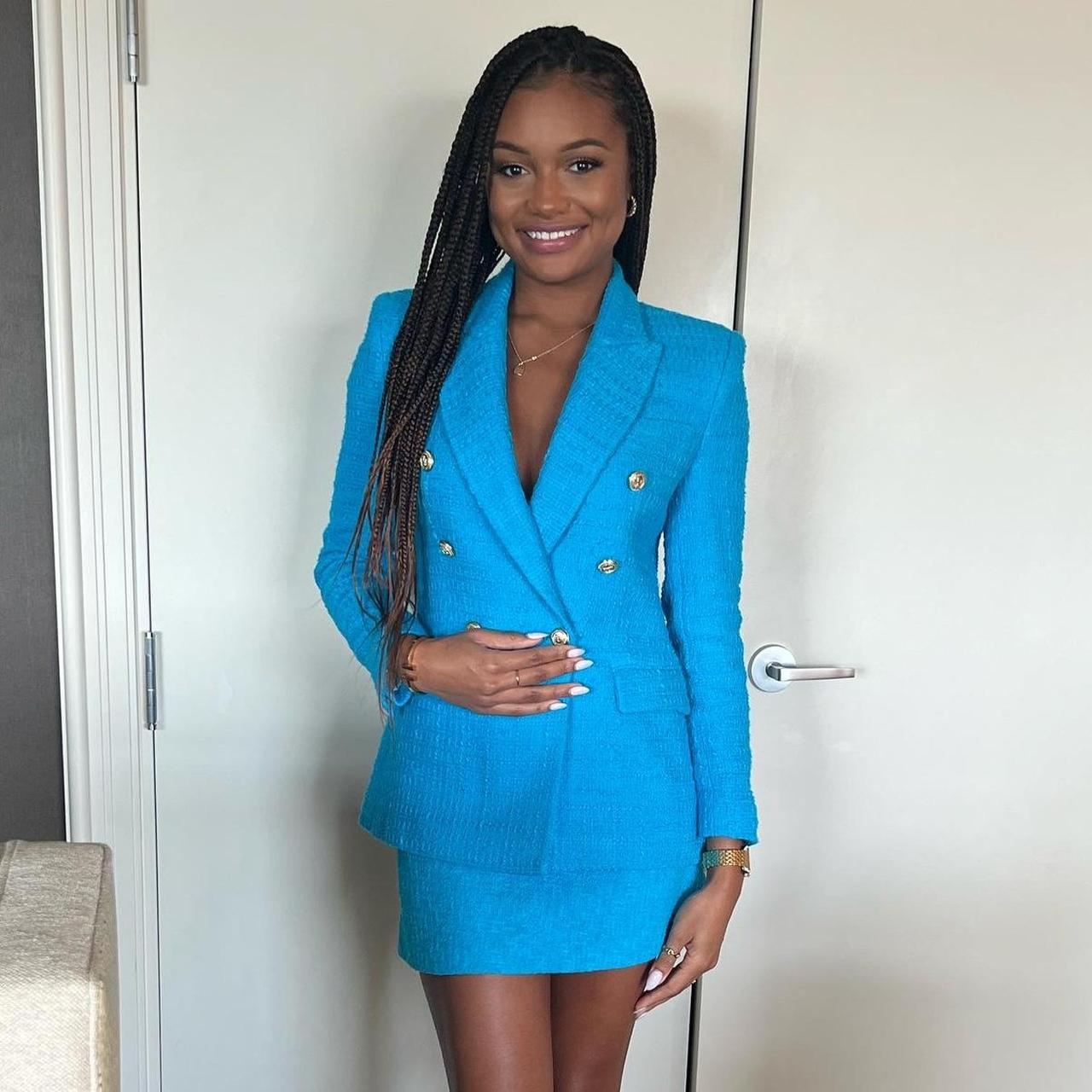 Blazer Outfit Zara Tweed Blue Blazer Womens Blazer Blazer Tweed