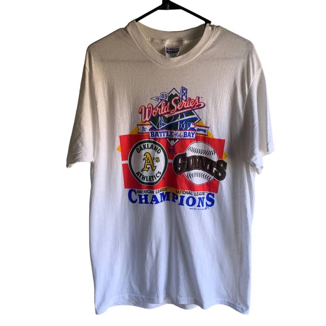 Oakland Athletics Mens Large Shirt Gray 1989 American League Champion  Trench