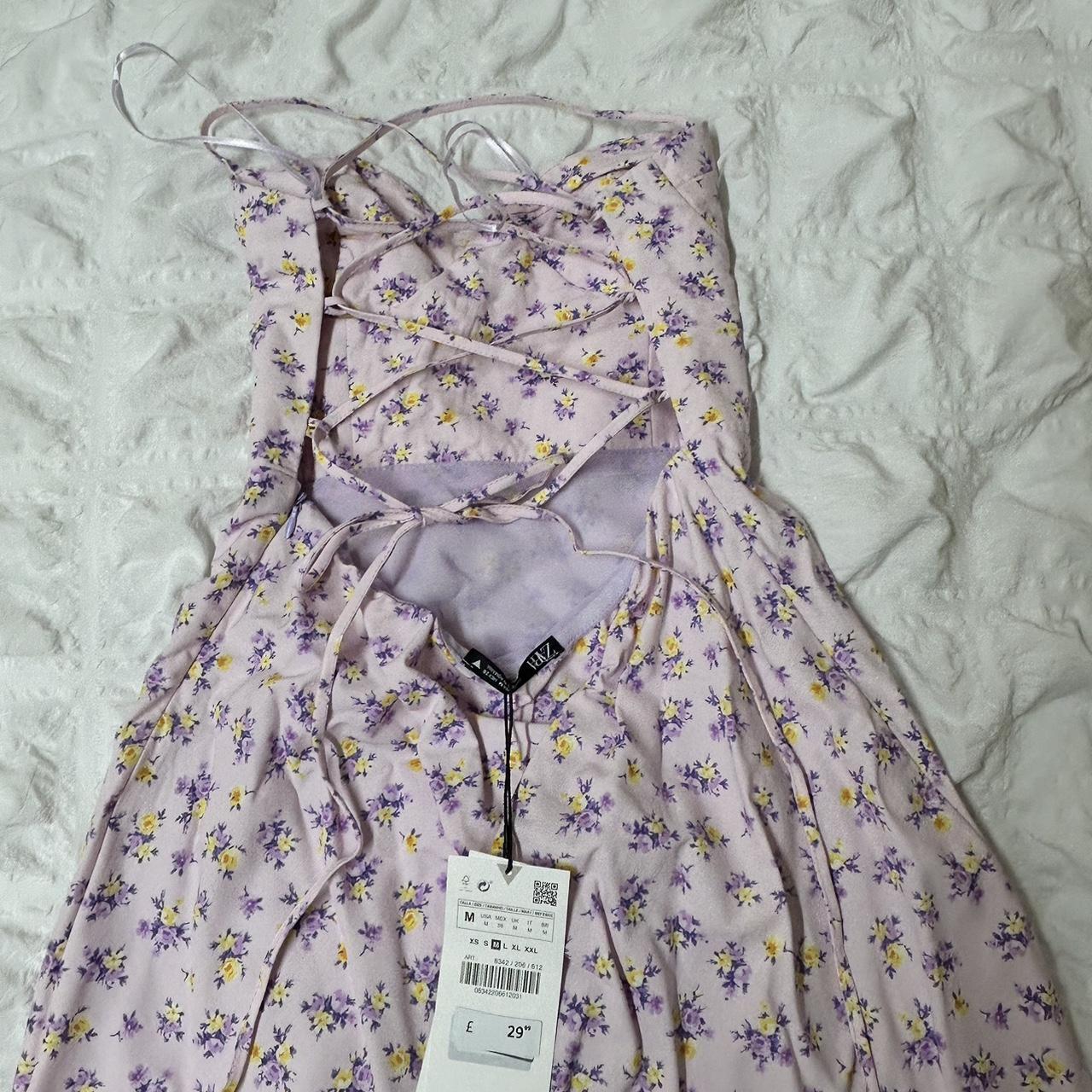 Zara lilac floral corset style mini dress Size... Depop