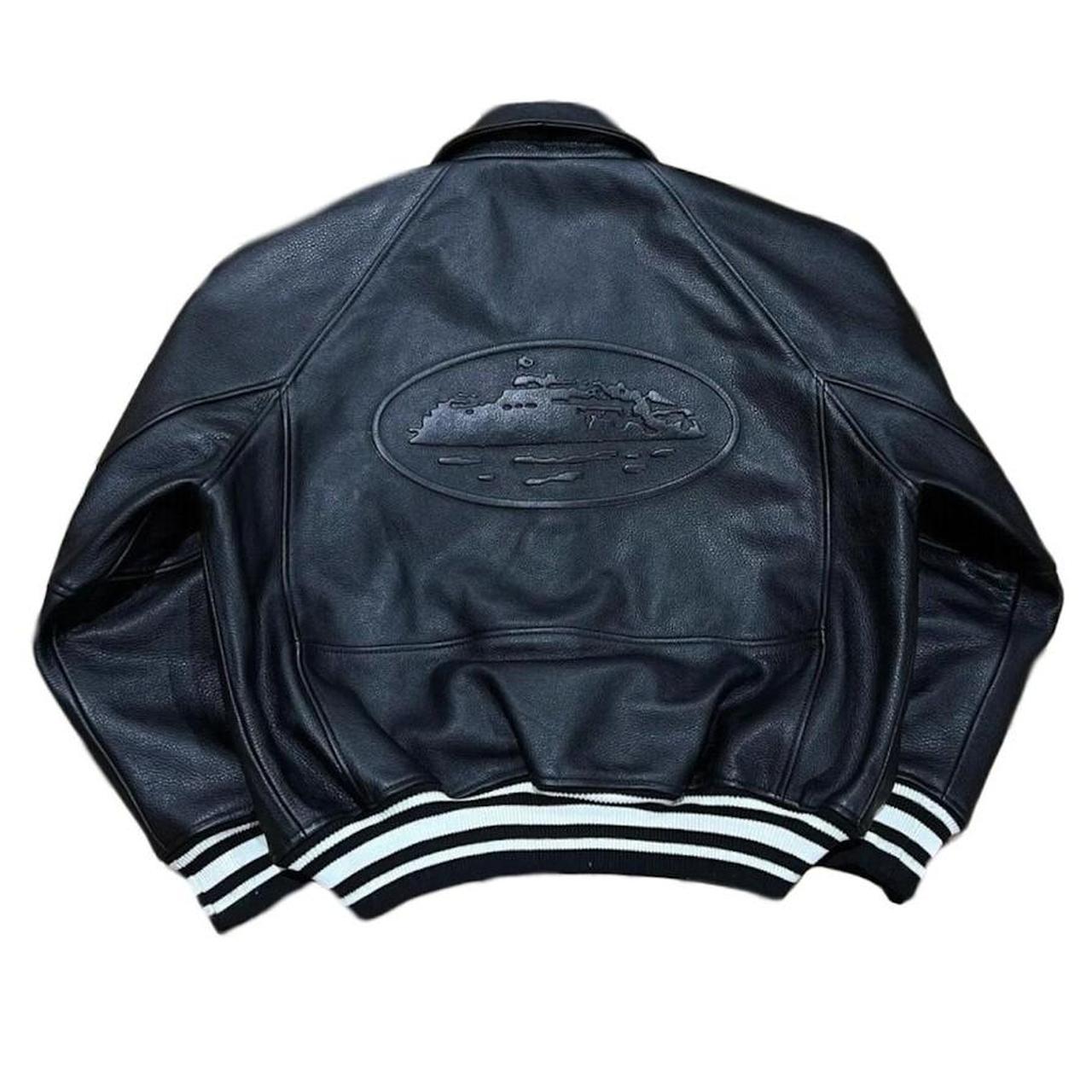 Corteiz Skydive Leather Jacket Size M Excellent... Depop