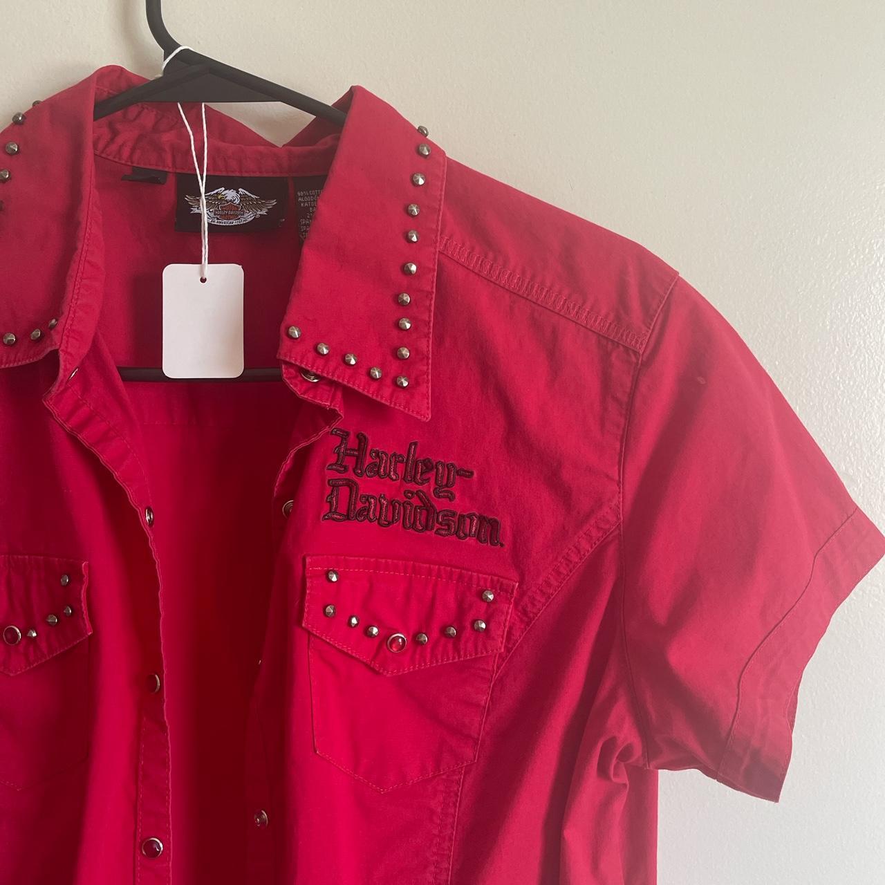 Harley Davidson Womens Red Blouse Depop 