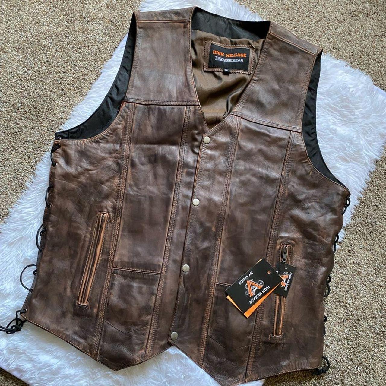 High mileage store leather vest