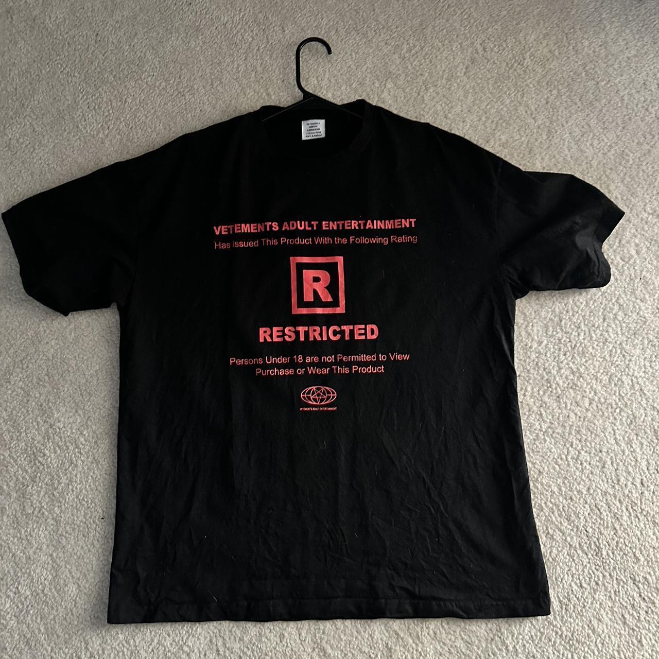 トップス VETEMENTS ADULT ENTERTAINMENT Tee Vetements Adult Entertainment Shirt • Size L • I | Depop