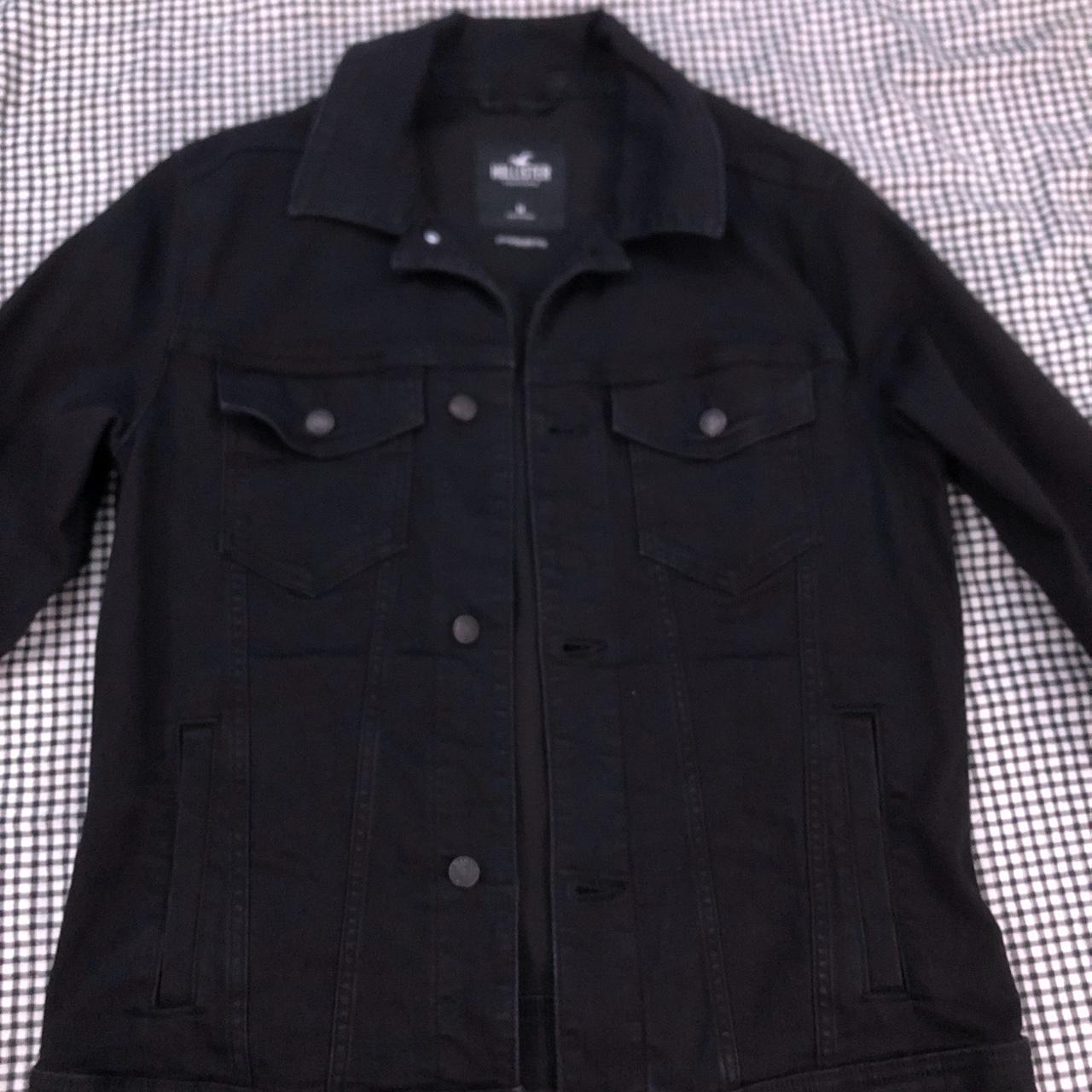 Hollister black denim 2025 jacket mens