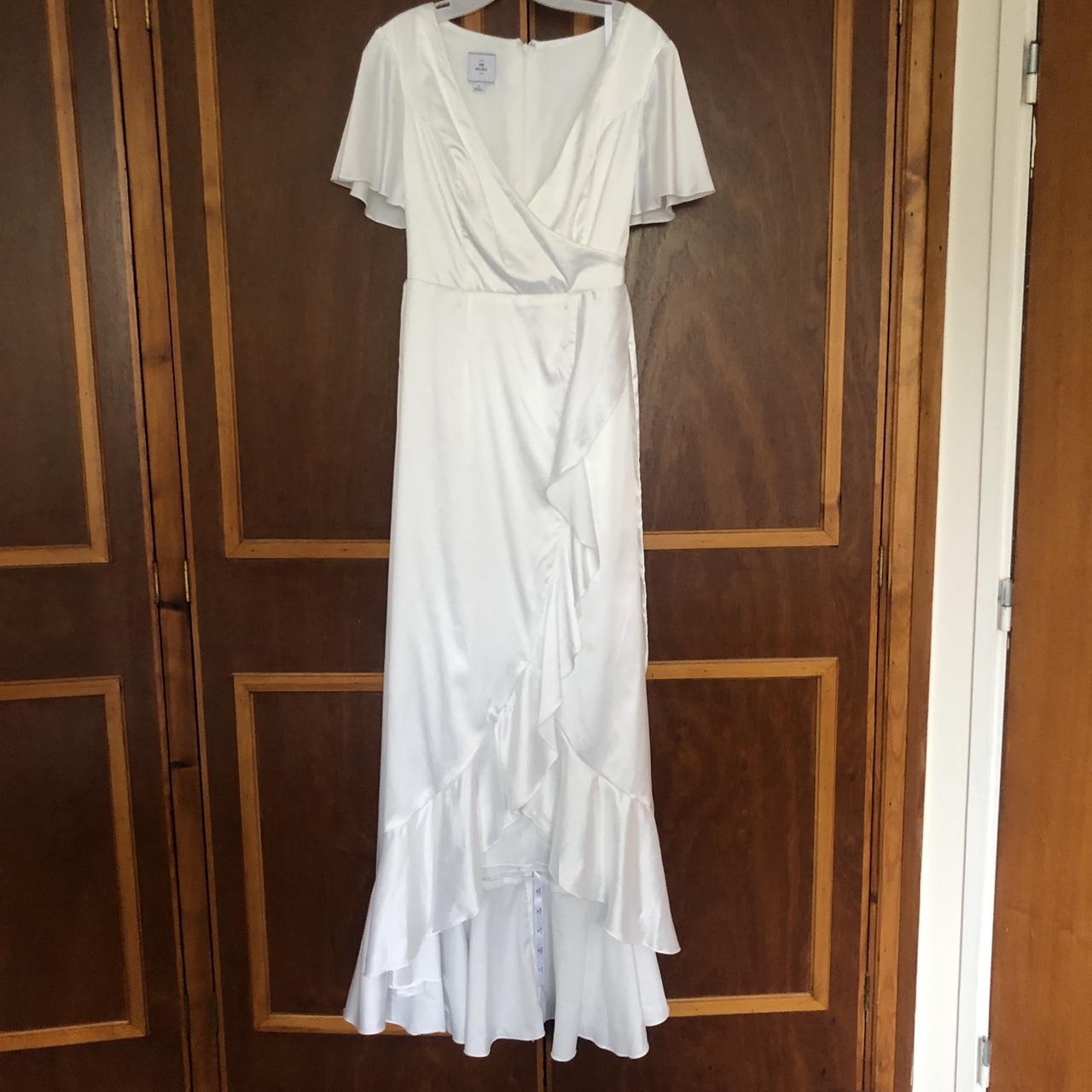 David’s Bridal Flutter Sleeve Stretch Satin Wrap... - Depop