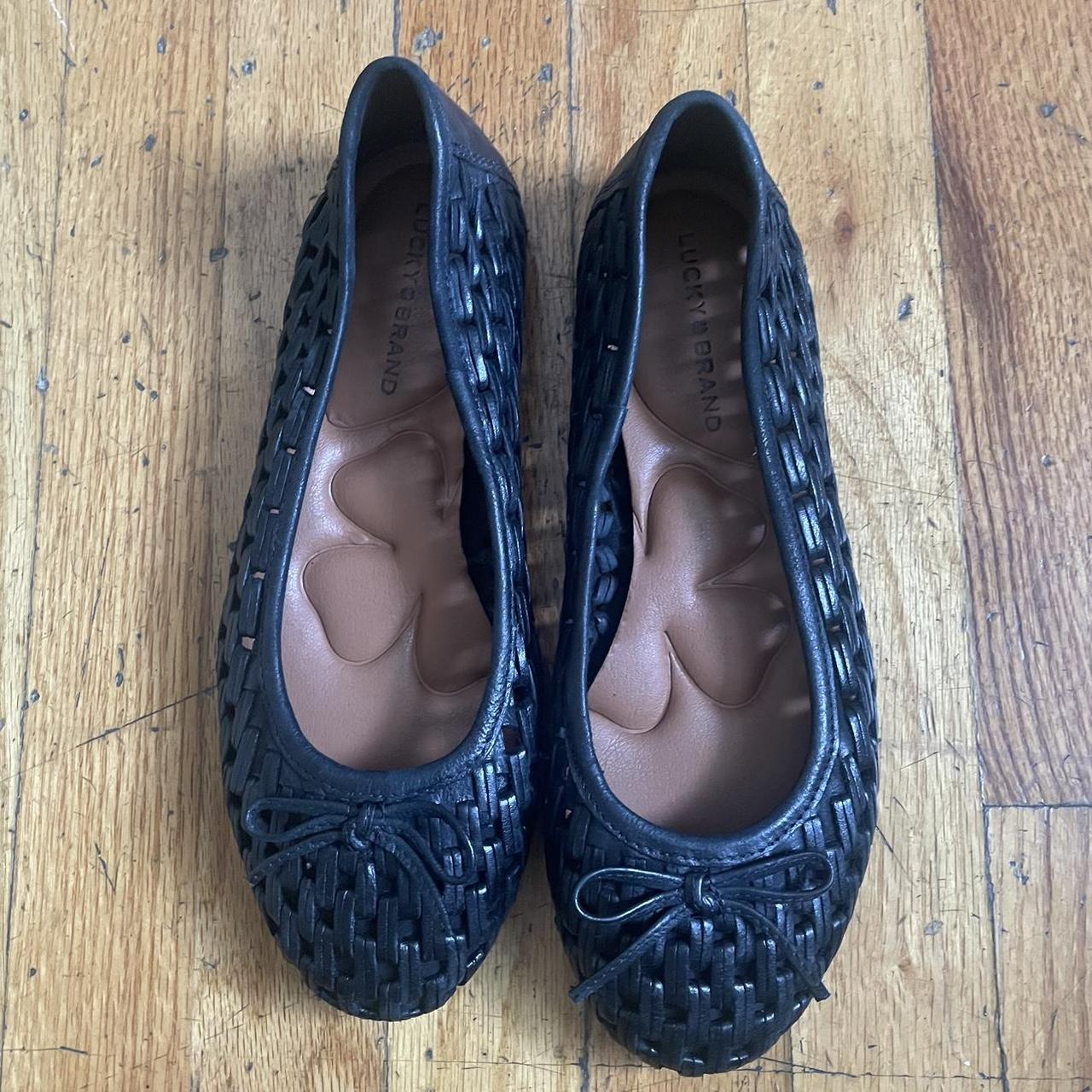 Lucky Brand Flats Size 7.5 Black Leather Braided