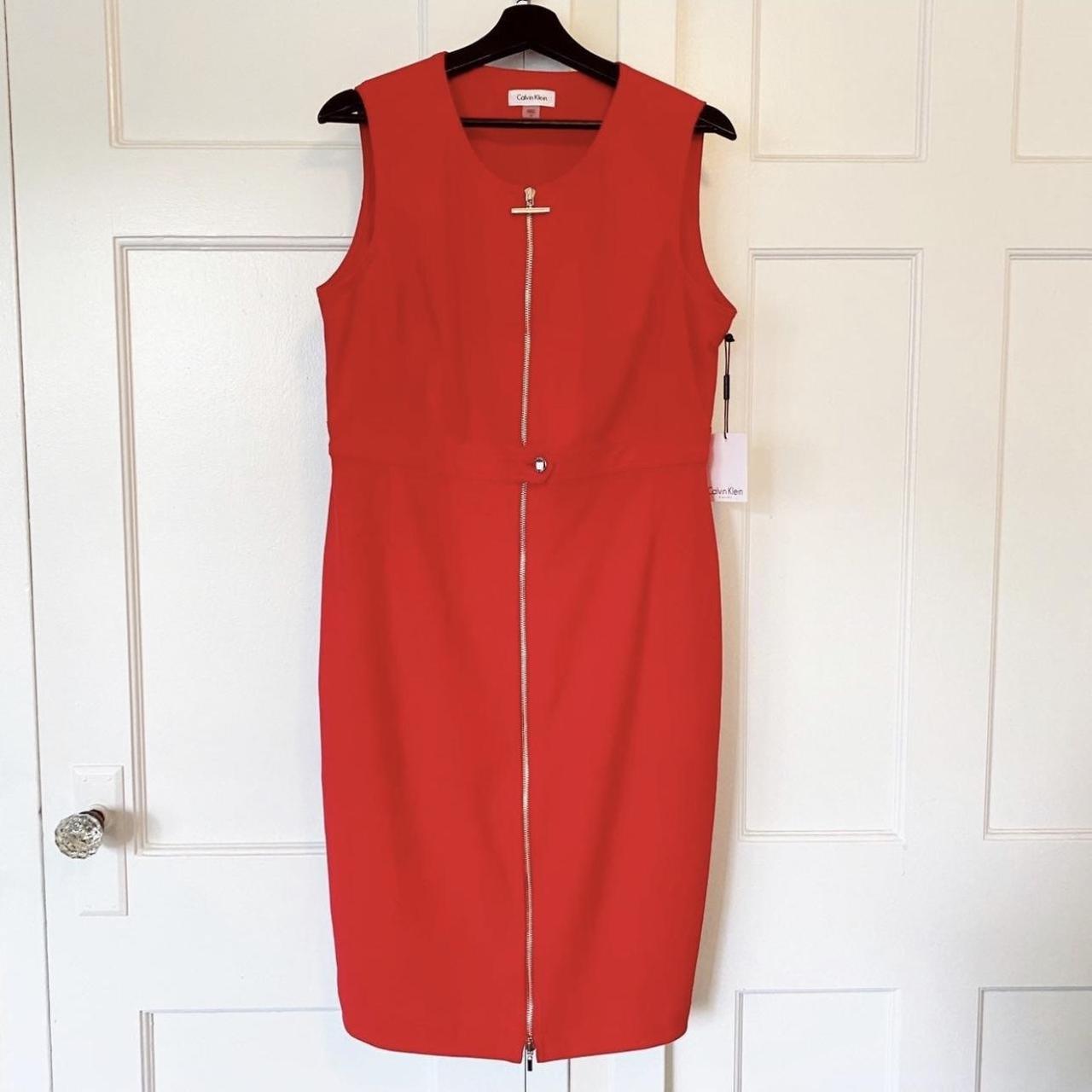 Calvin klein red hot sale dress gold zipper