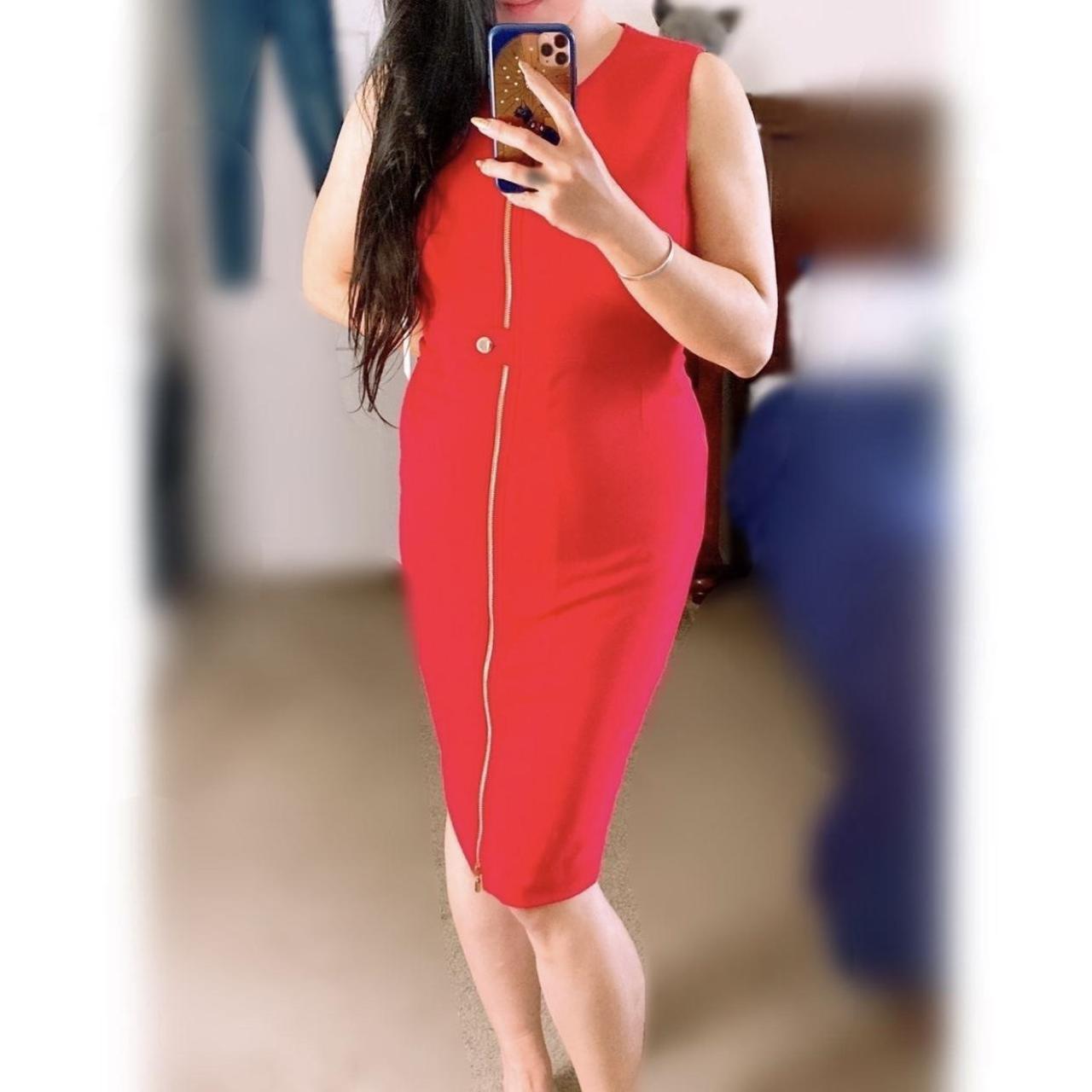 Calvin klein red deals dress