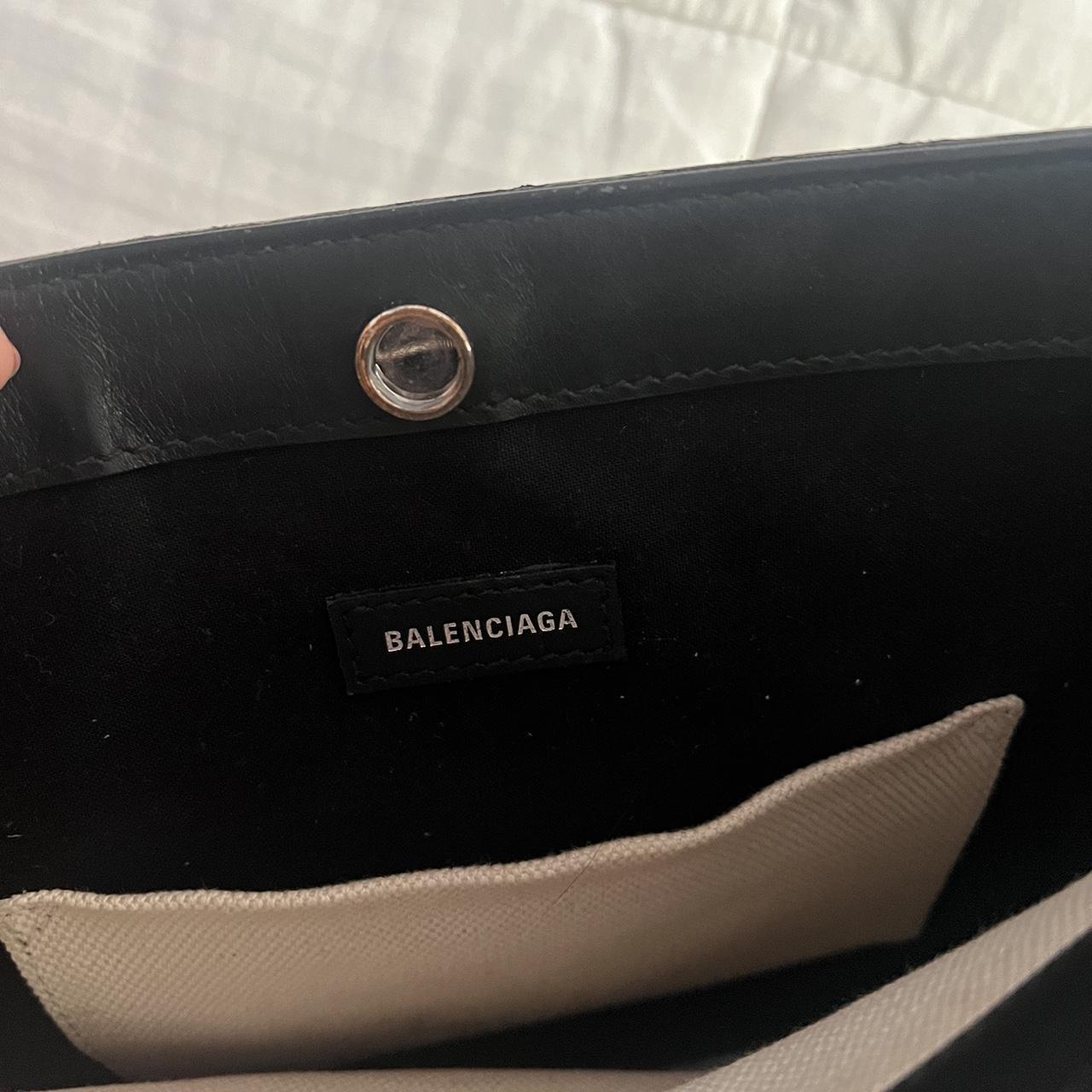 Balenciaga Black/Cream Canvas and Leather Logo Zip Pouch