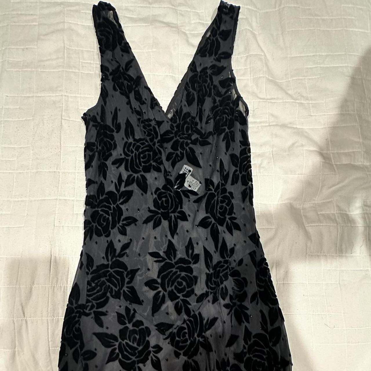 Robbie Bee sheer black dress with roses and... - Depop