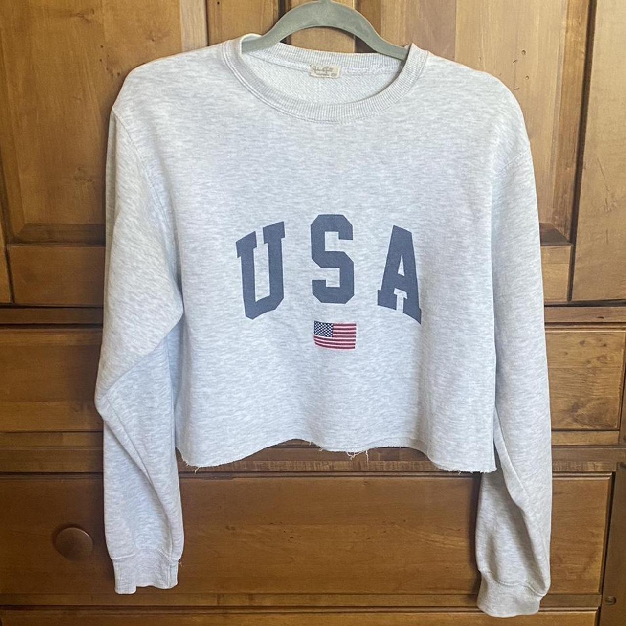 John Galt sweatshirt Cropped length, USA graphic... - Depop