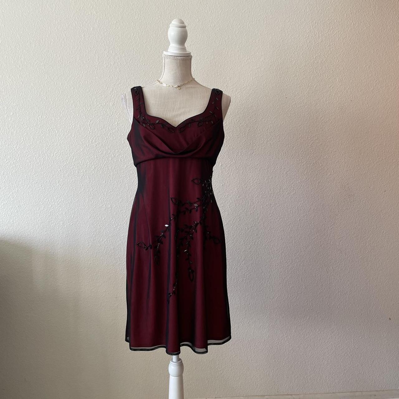 Stunning red gothic vampy beaded mini formal dress... - Depop