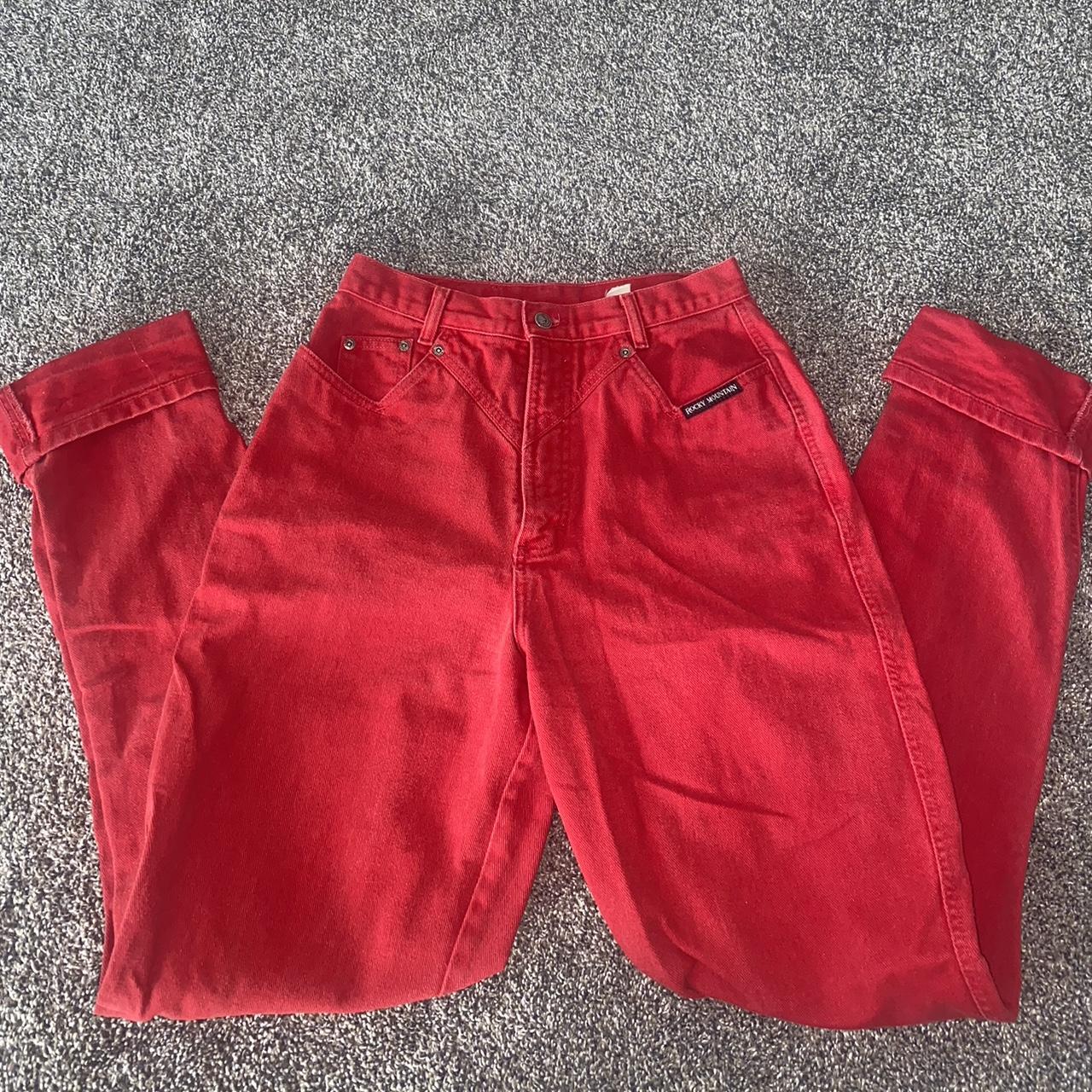 These adorable vintage rocky mountain jeans in red... - Depop