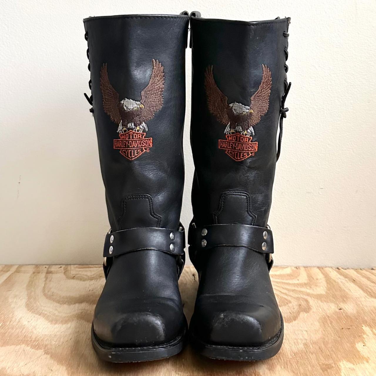 Harley Davidson eagle embroidered harness boots with