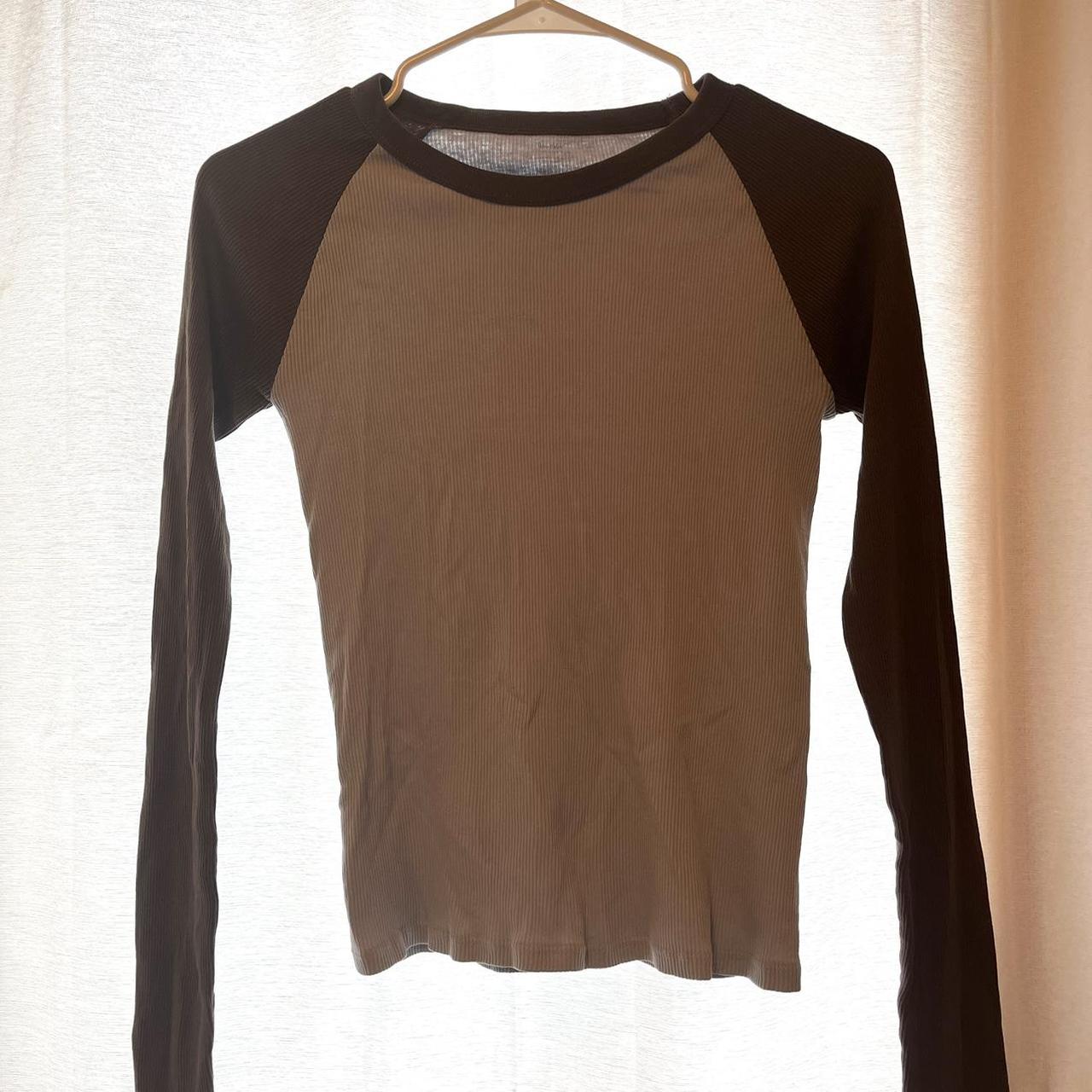 Brandy Melville light blue and brown long sleeve... Depop