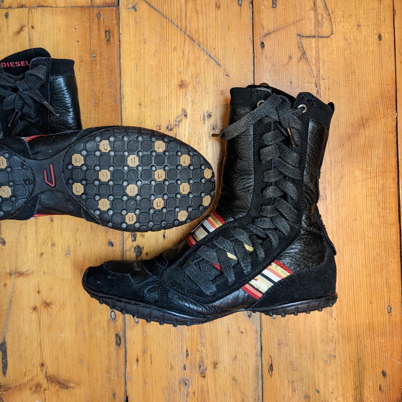 archive diesel black lace up boxing boots vintage... Depop