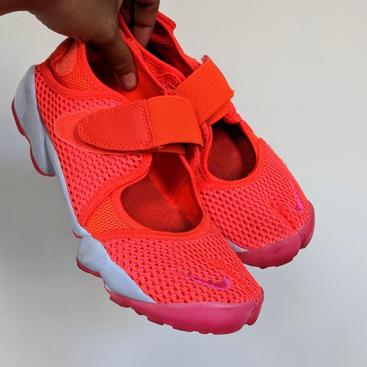 nike air rifts in fluo orange and pink iconic split... - Depop