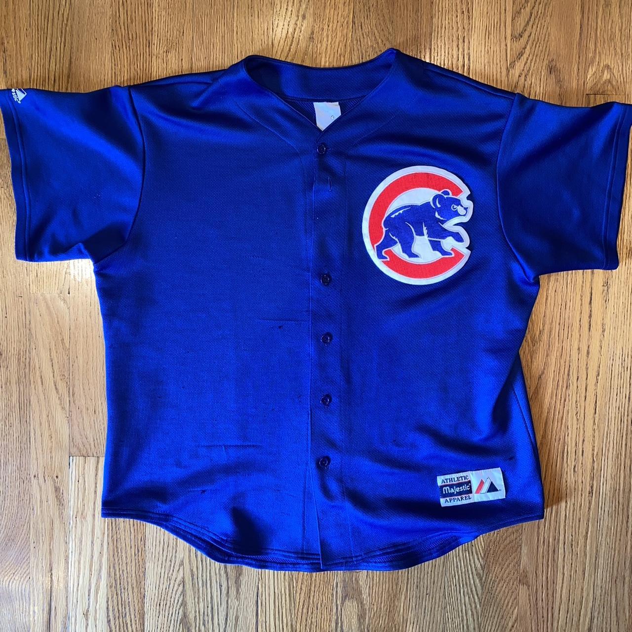 Mens Majestic Vintage Chicago Cubs MLB Button Down Baseball Jersey