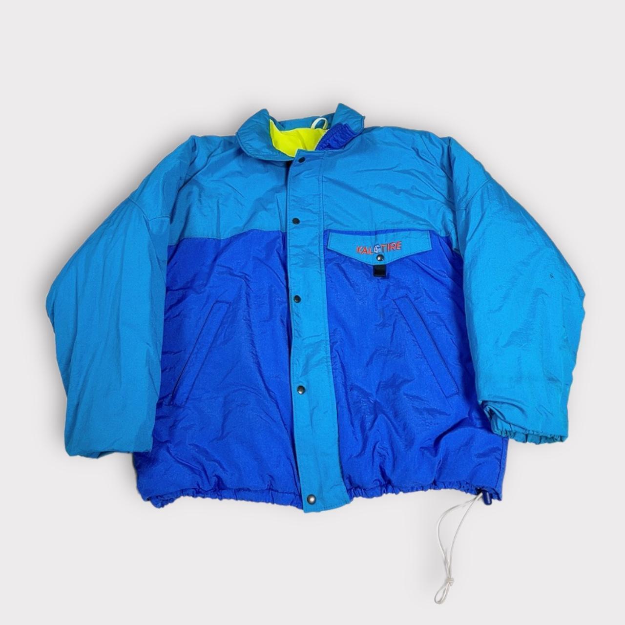 Vintage Colorblock Puffer Jacket Snap buttons, in... Depop