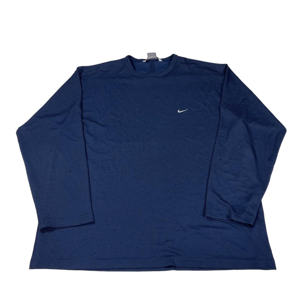 Nike Thermal Long Sleeve in Navy Blue Swoosh... - Depop