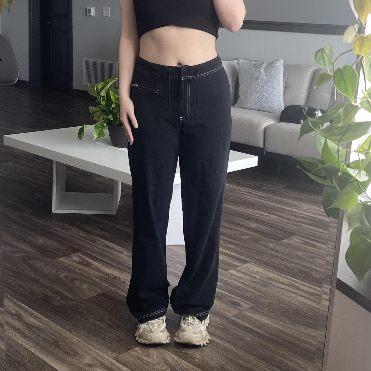 y2k grunge flare pants in black contrast stitches, - Depop y2k grunge flare pants in black contrast stitches, - Depop