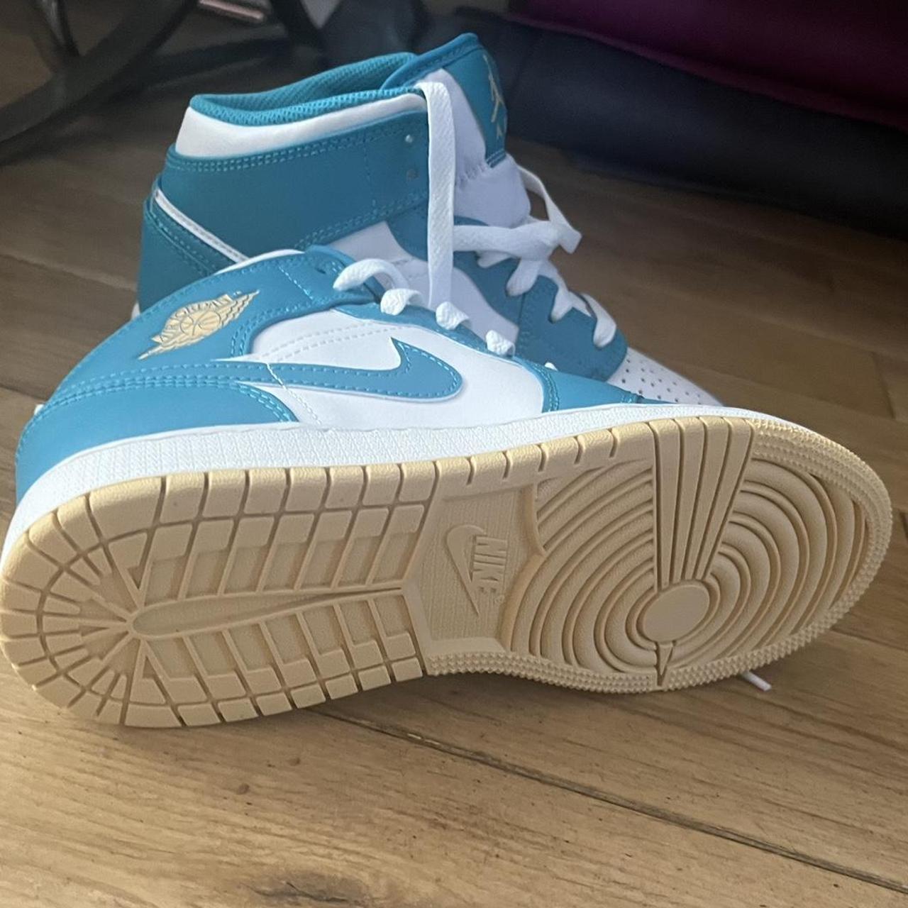 Sky Blue and White Jordan 1s. UK 3.5. Never been... Depop
