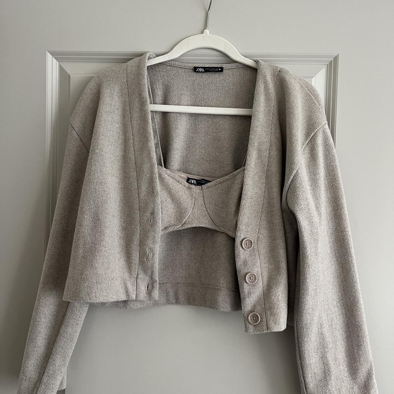 Zara 2 Piece Knit Bralette and Cardigan Set. Selling... - Depop