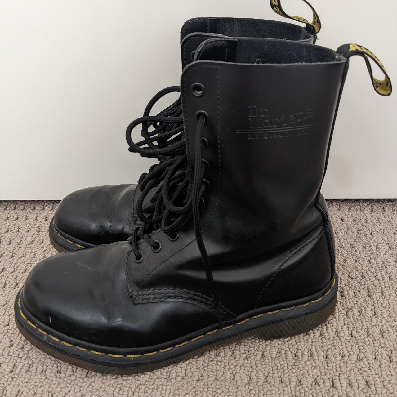 Dr Martens 10 hole boots Size 8 AUS Black - Depop