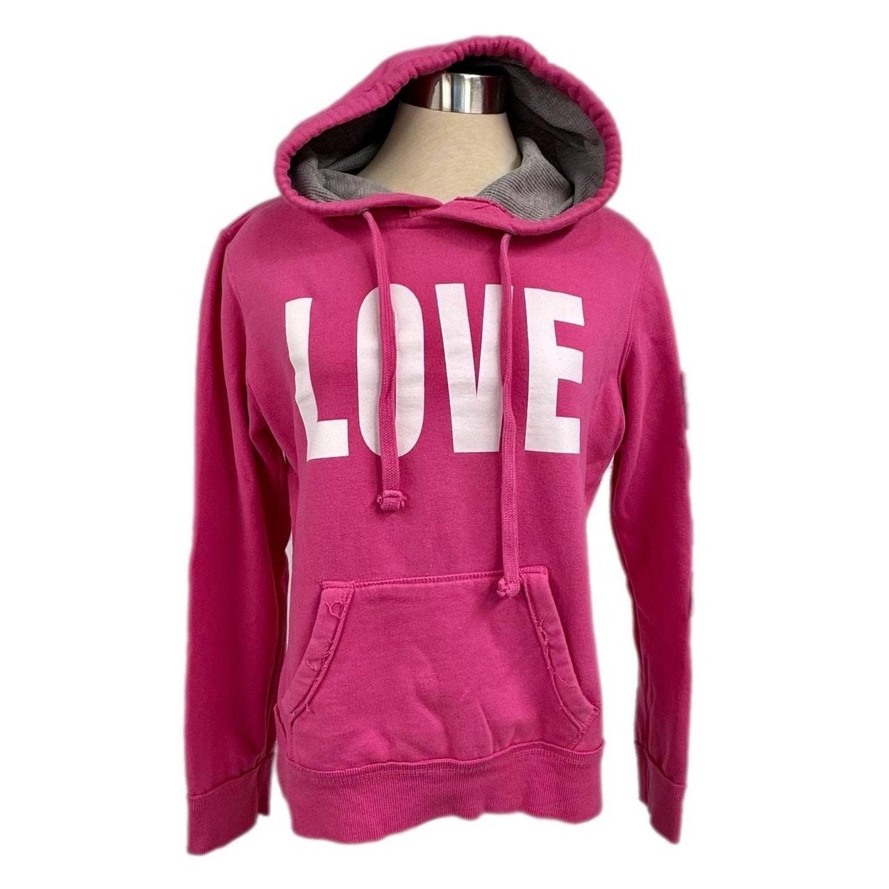 Green Sleeved Large Pink Love Hoodie Brand Depop