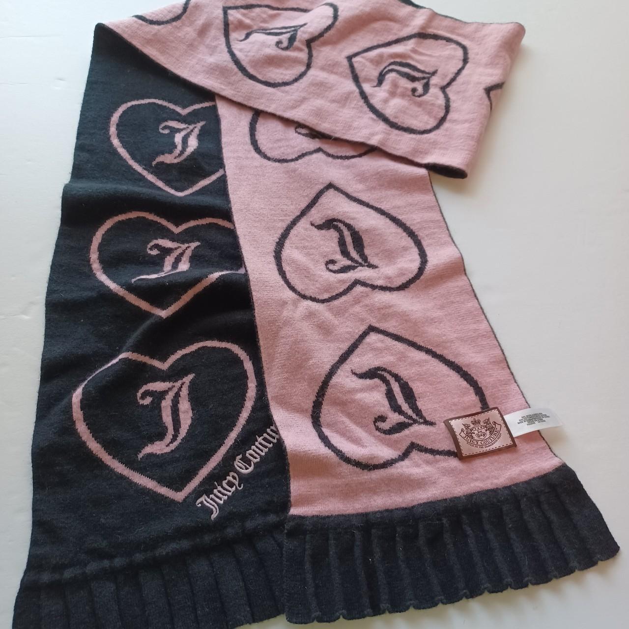 Juicy Couture knitted monogram scarf in pink