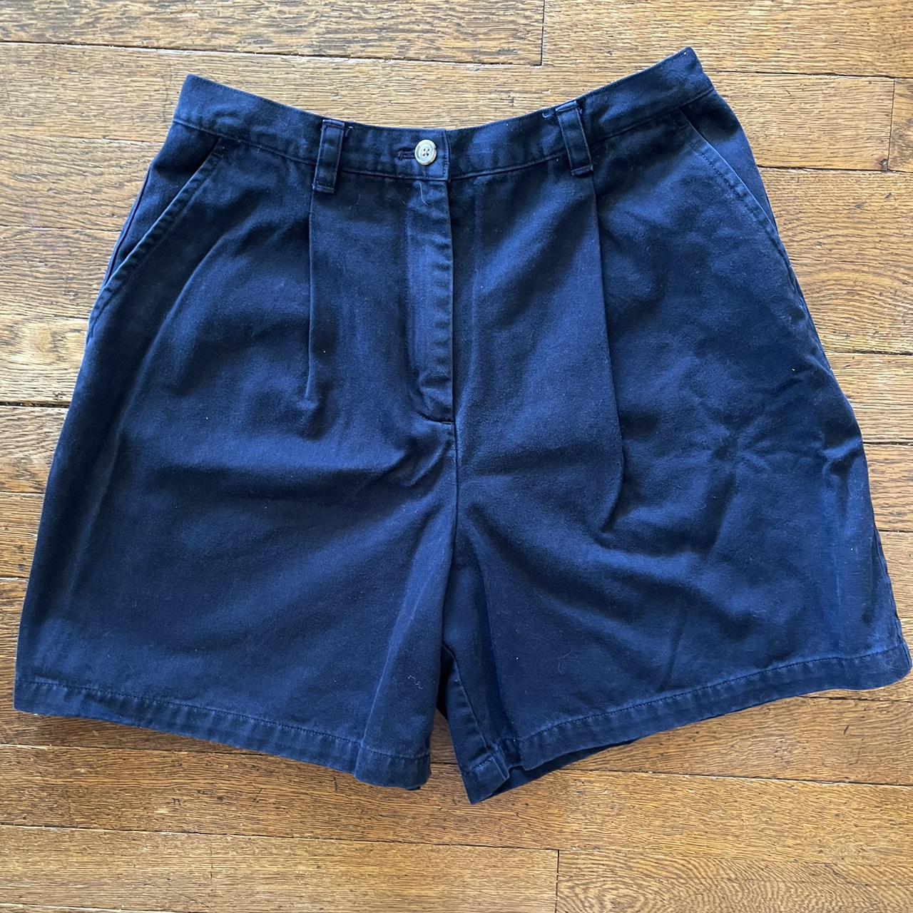 Vintage Ralph Lauren Navy Front Pleat Shorts 5.5”... - Depop