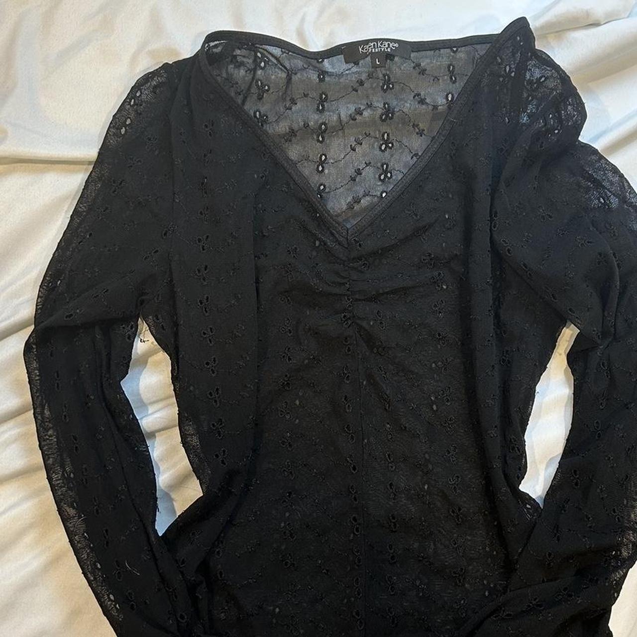 super flattering sheer black lace long sleeve (looks... - Depop