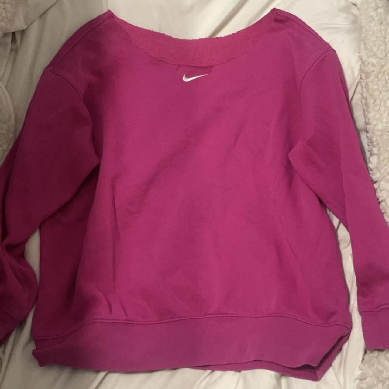 medium cut off hot pink nike sweatshirt MESSAGE... - Depop