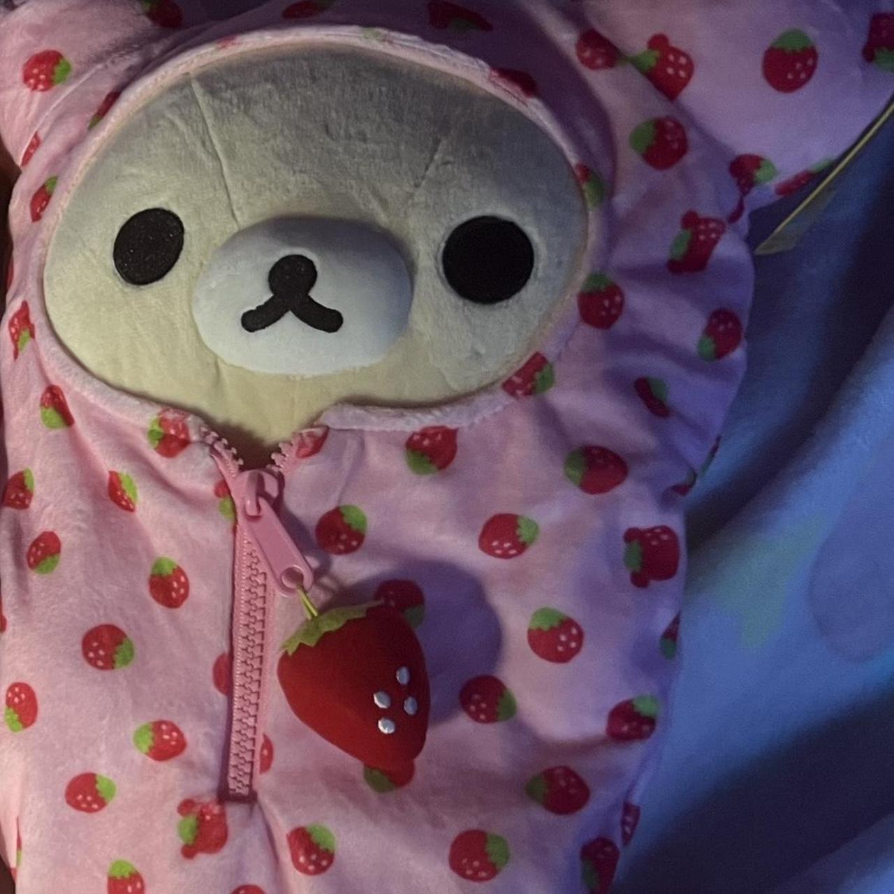 Rilakkuma Korilakkuma strawberry sleeping bag plush!... Depop