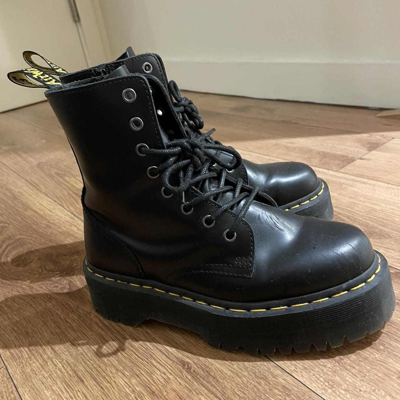 Jadon smooth leather platform doc marten boots in... - Depop