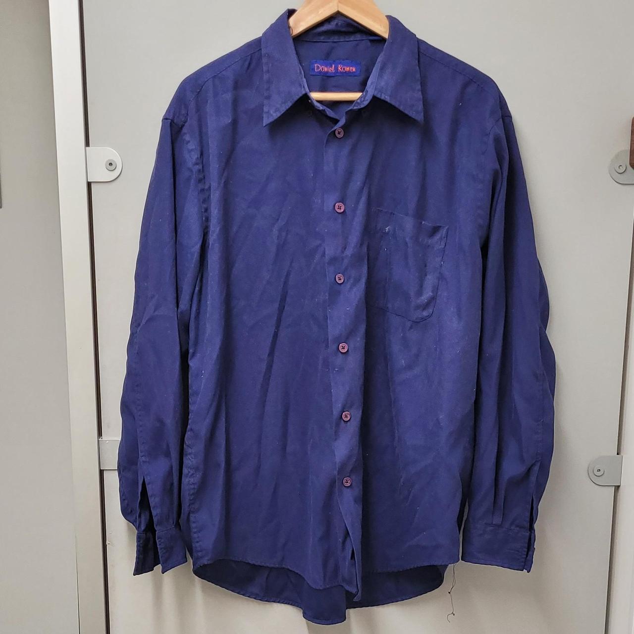 Blue Mens Shirt. XXL Button up shirt with front... - Depop