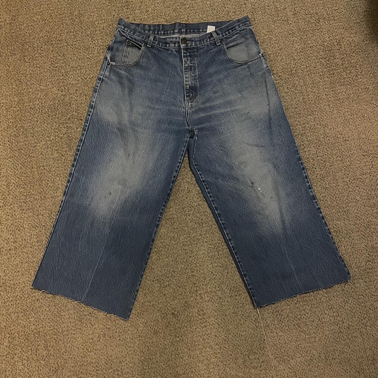 Crazy nice baggy solo jeans cut to 30” ish minor... - Depop
