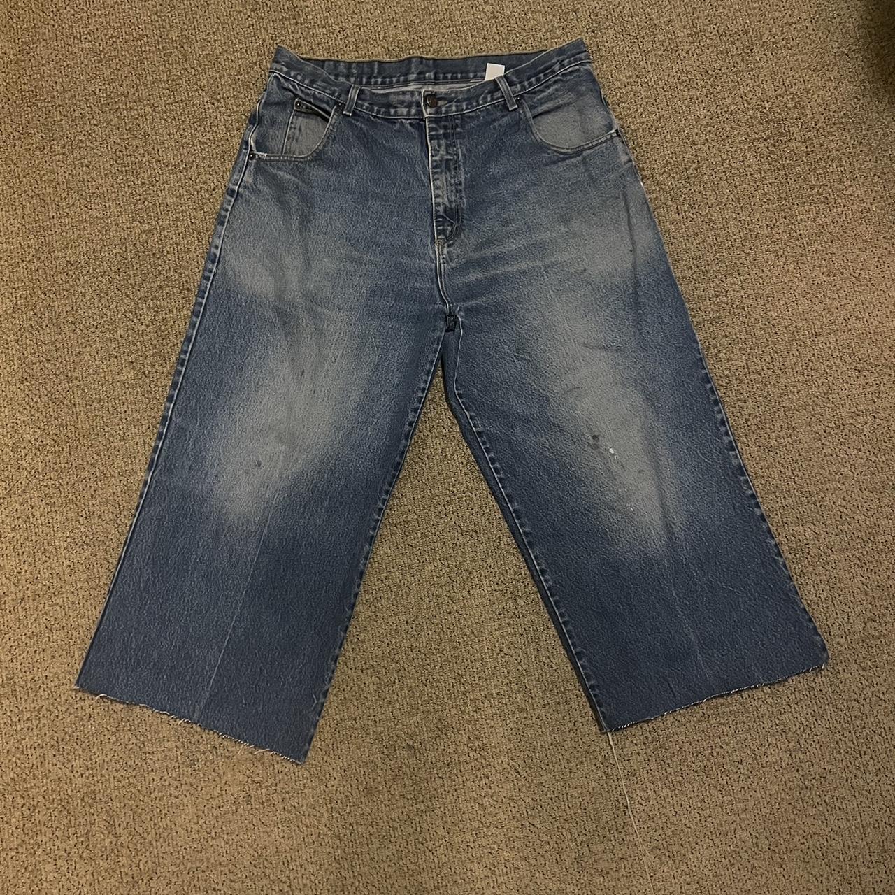 Crazy nice baggy solo jeans cut to 30” ish minor... - Depop