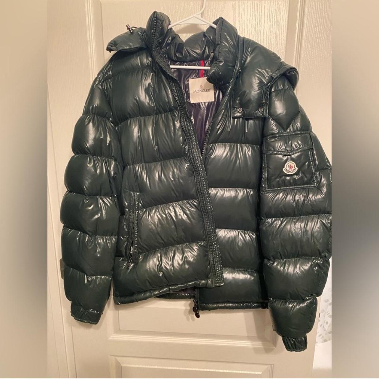 Moncler olive green parka best sale