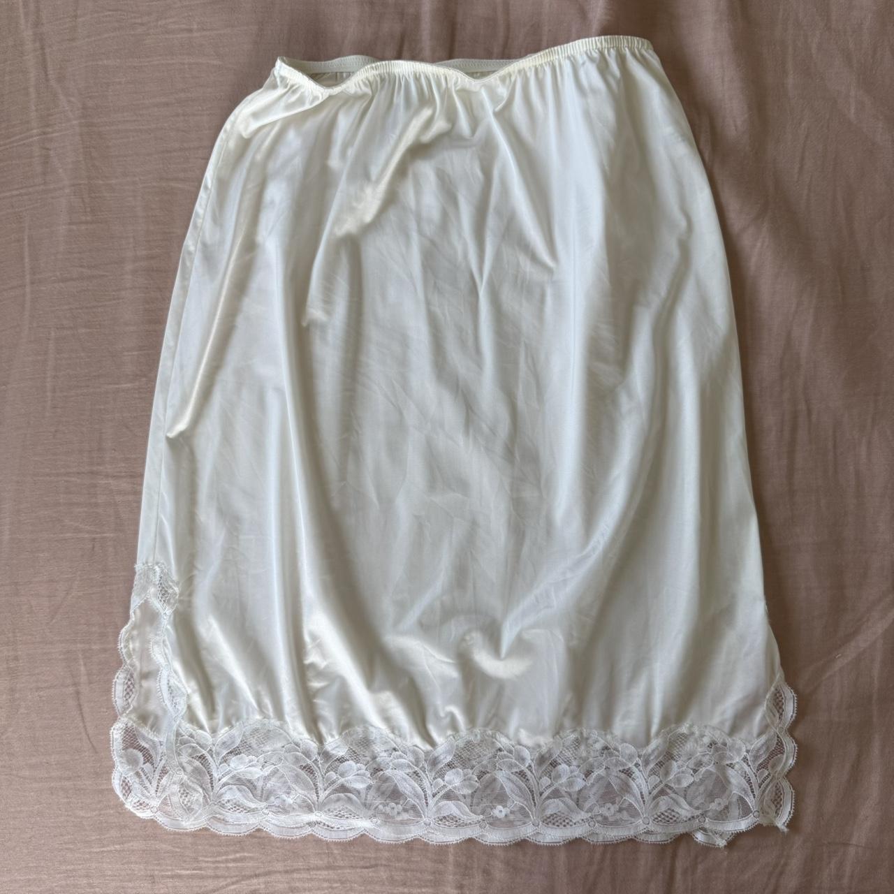 Women's Skirt - White - S – Vintage White lace tr… - image 2