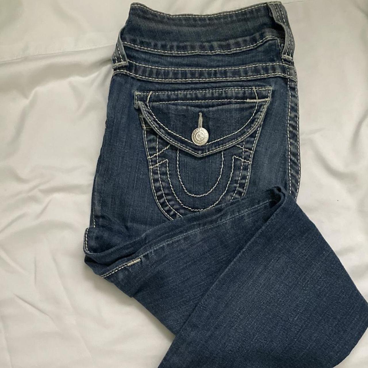 True Religion Women's Navy and White Jeans
