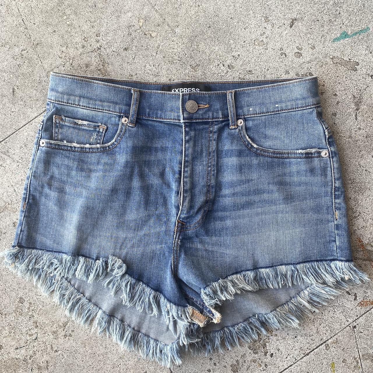 Express Women's Blue Shorts | Depop