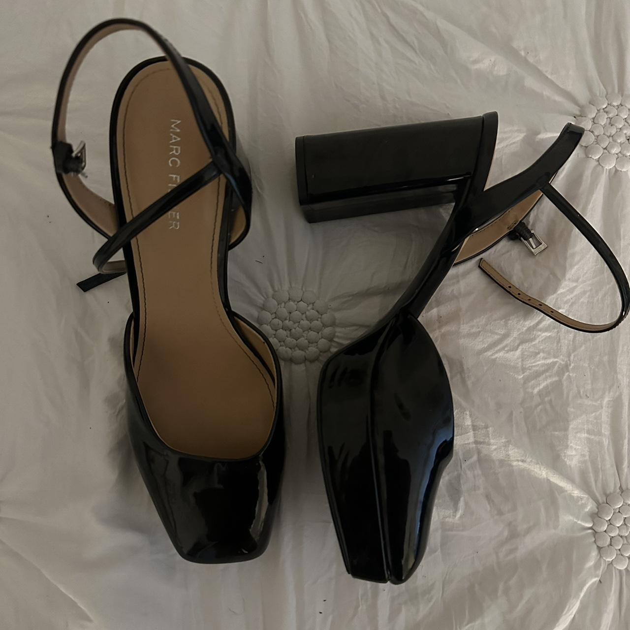 black platform marc fisher heels worn once for a... - Depop