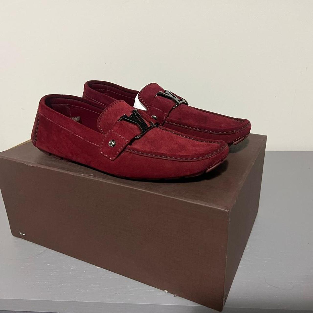 Mens Louis Vuitton Red Suede Loafers Size 7.5 - Depop