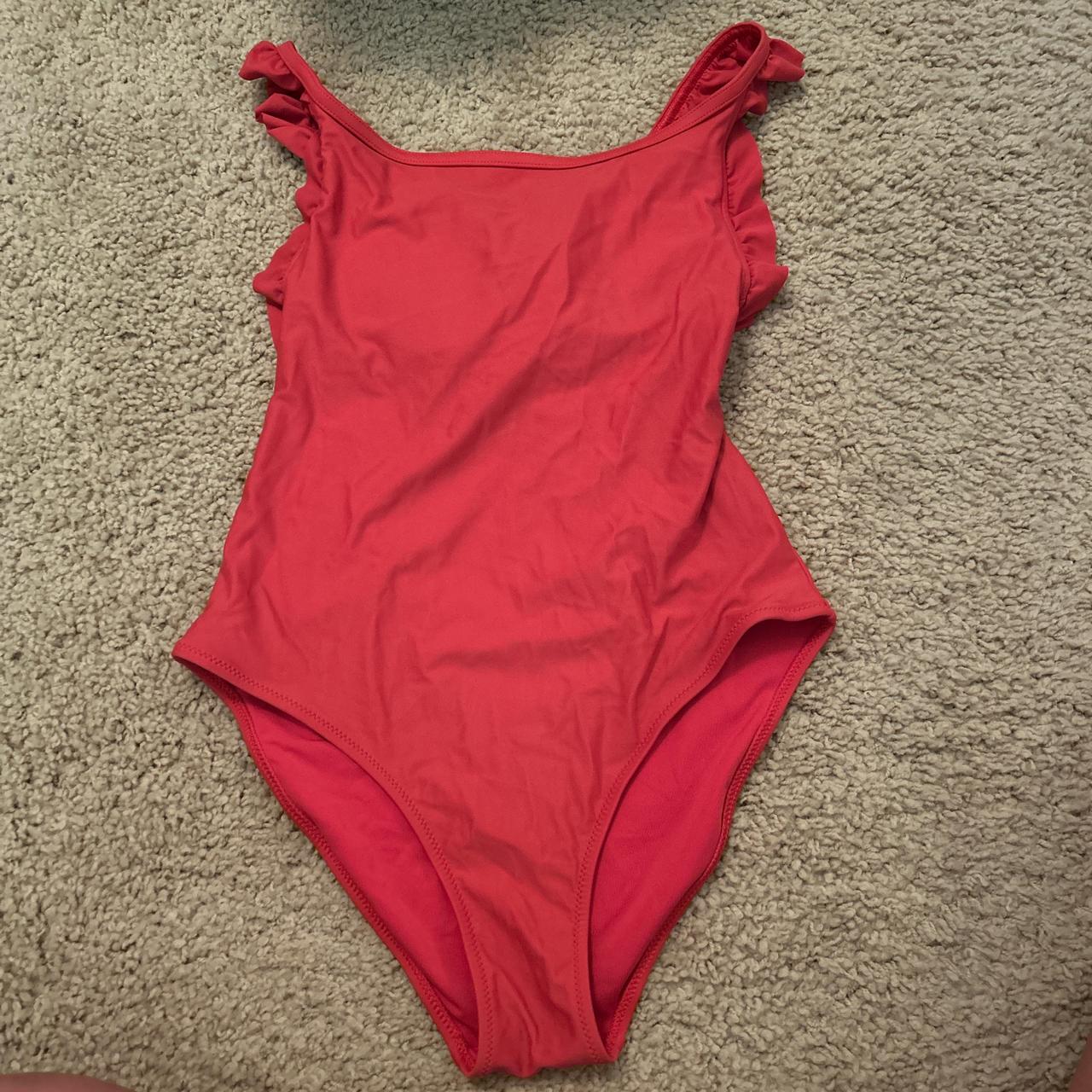 Open back tie red one peice bathing suit - Depop