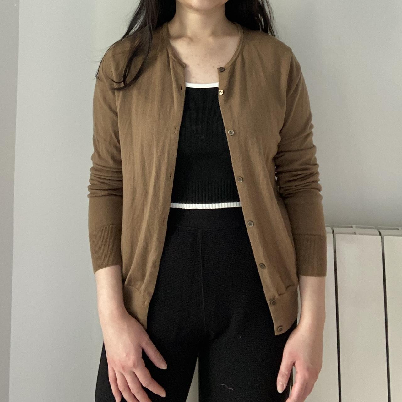 Uniqlo Brown Camel Khaki Cardigan Size Medium Depop