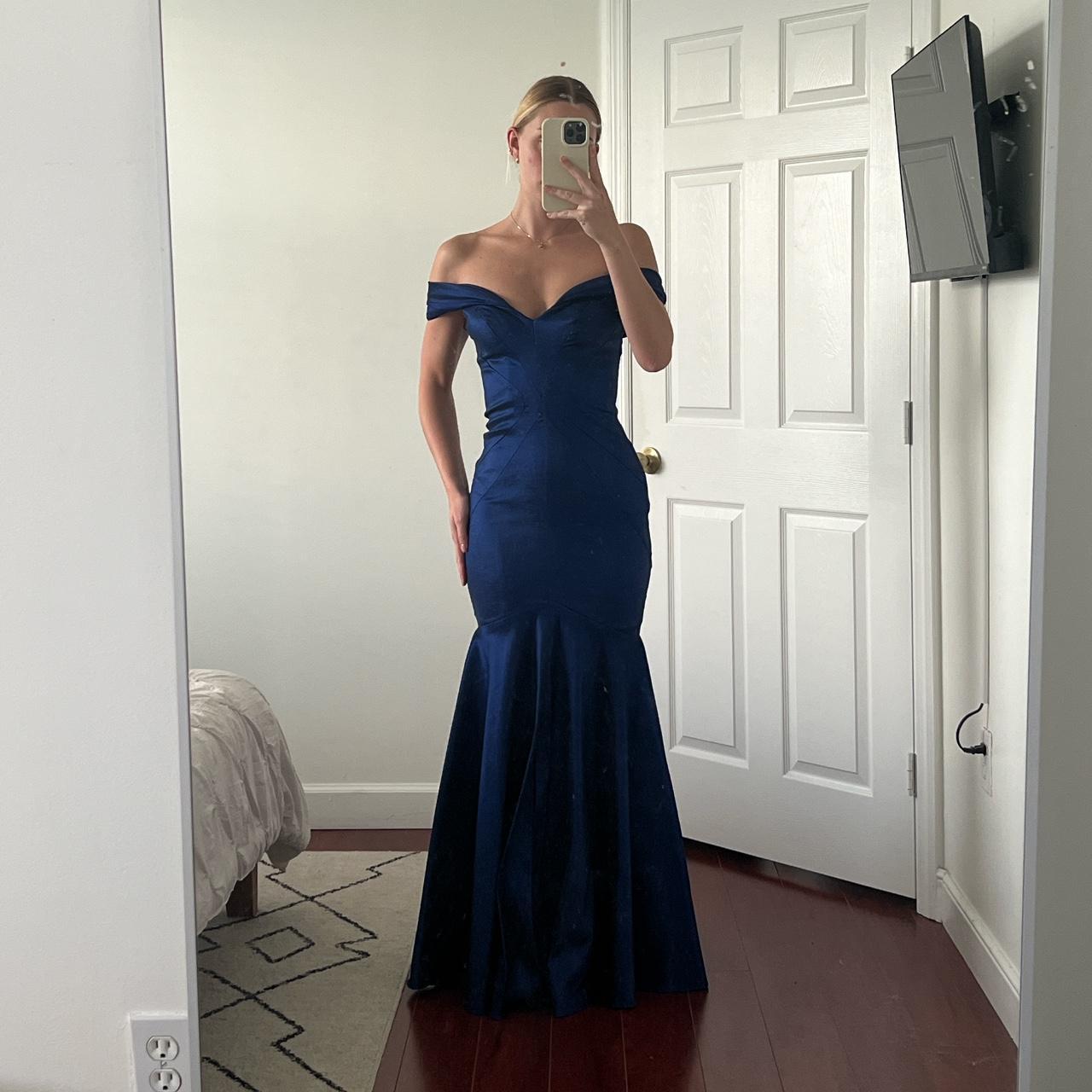 Royal / Navy blue formal gown mermaid worn... - Depop