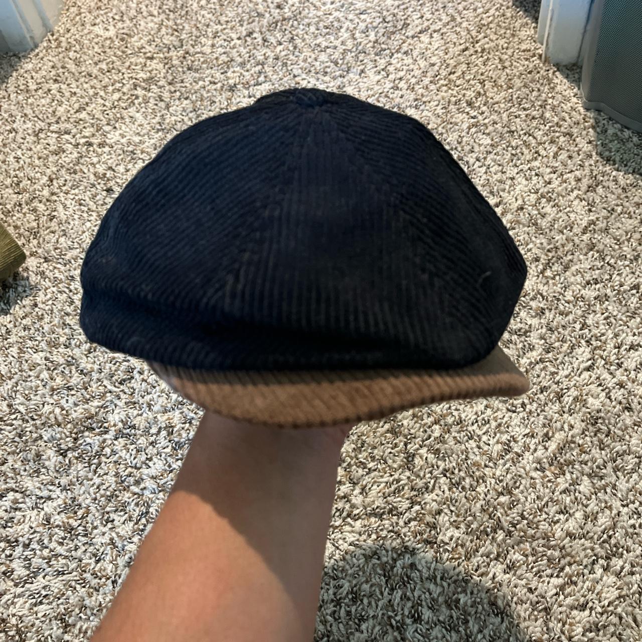Brixton paperboy hat. Black corduroy with a tan bill... Depop
