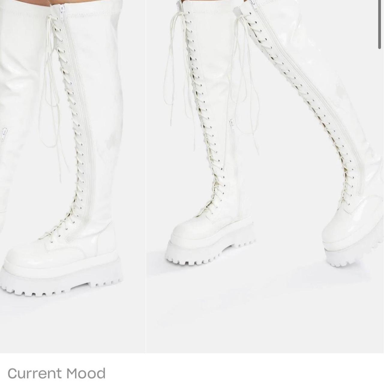 Dolls Kill Women's White Boots Depop