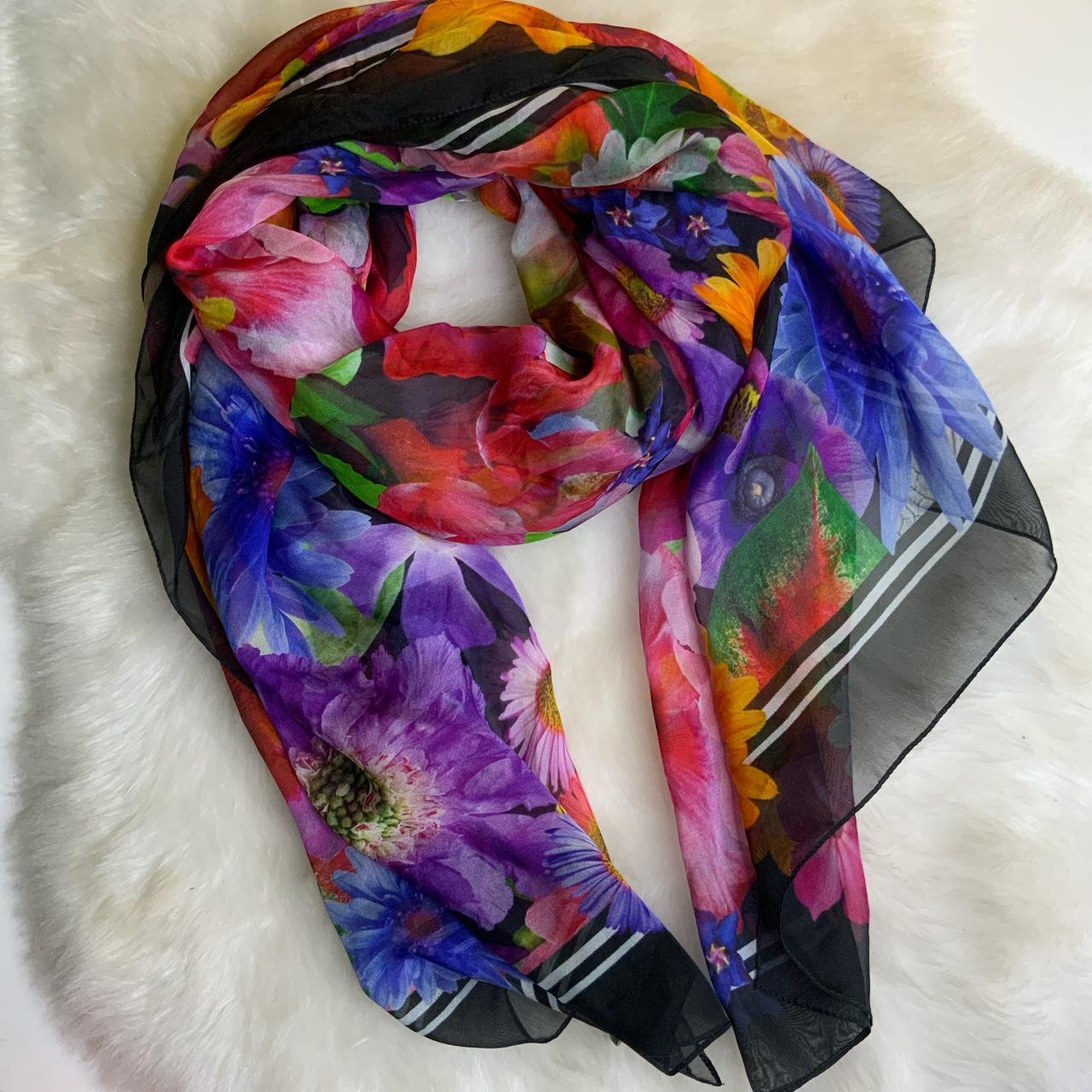 Nordstrom Floral 100% Silk Scarf Made Depop